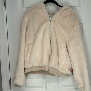 Reversible off white furry jacket!